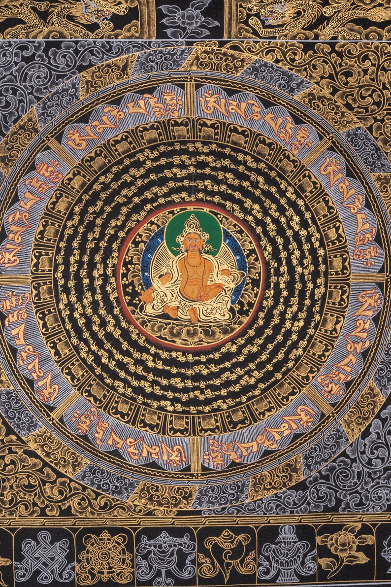 Kuber Mantra Mandala Colorful Thangka Painting