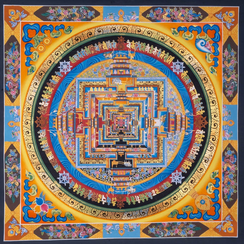 Handmade Kalachakra Mandala Art Tibetan Thangka Painting