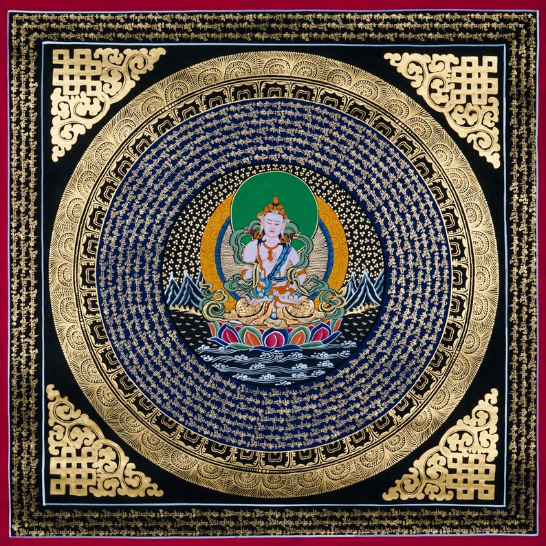 Hand Painted Vajrasattwa Mandala Tibetan Thangka Painting Art