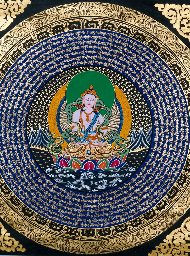 Hand Painted Vajrasattwa Mandala Tibetan Thangka Painting Art