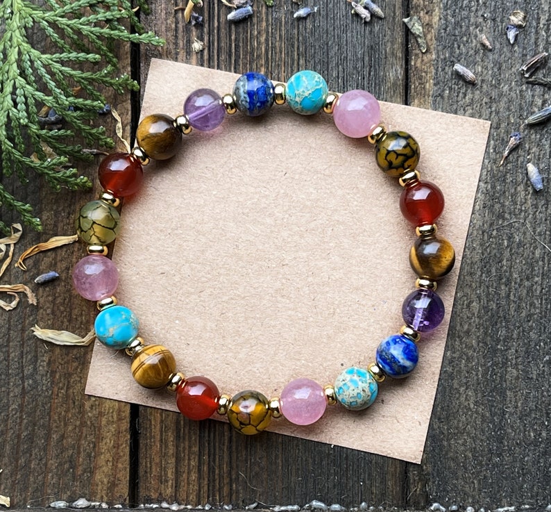 Seven Chakra Stone Bracelet Multi Gemstone Crystal Energy Bracelet 8mm