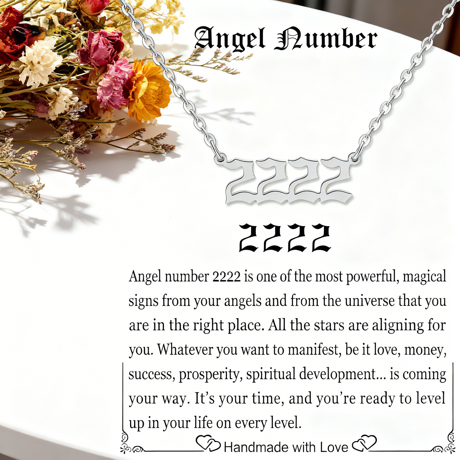 Stainless Steel Angel Number 2222 Necklace