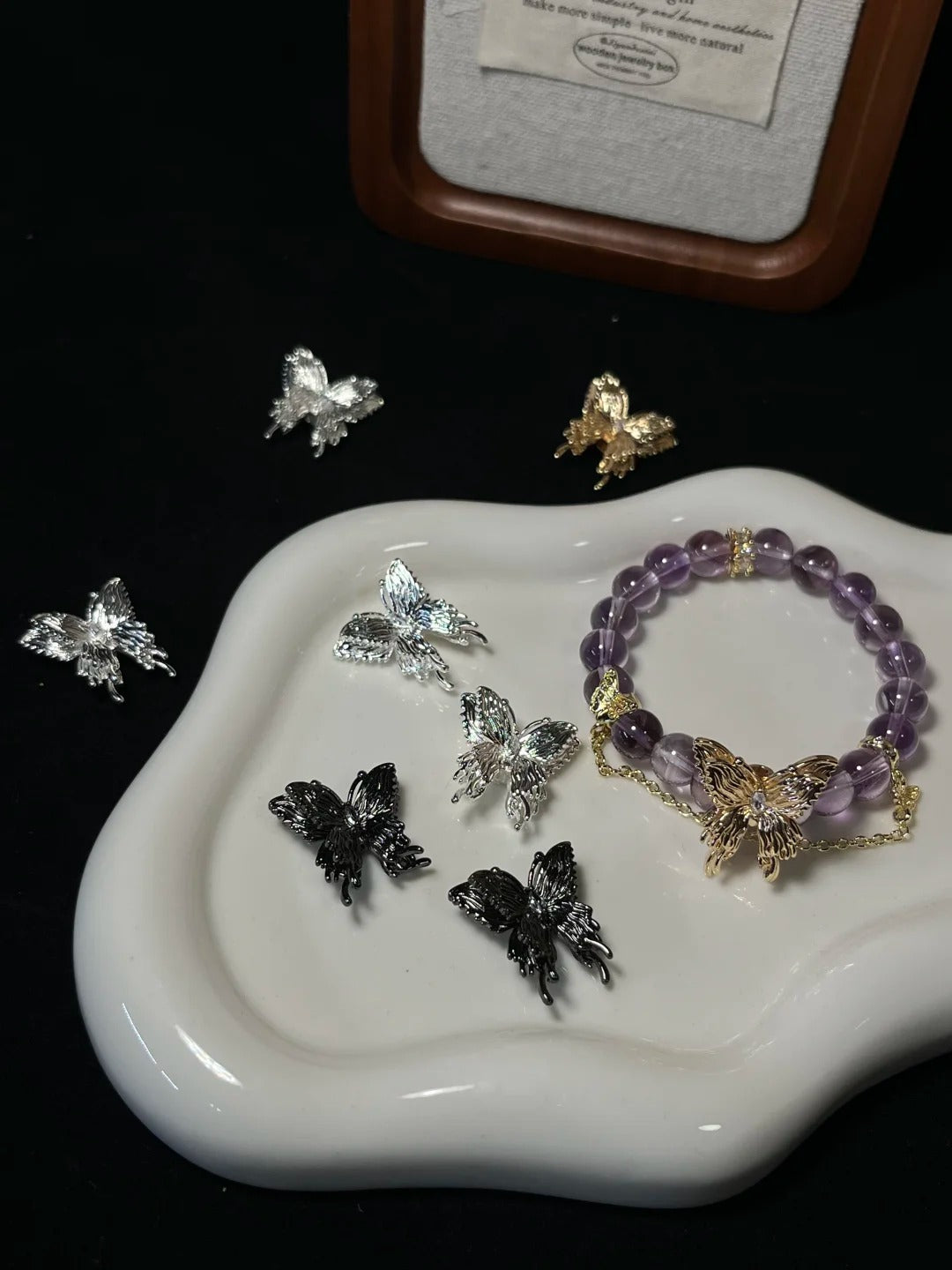 DIY Crystal Bracelet Supplies – Butterfly Spacer Beads with Double Holes(2pcs)