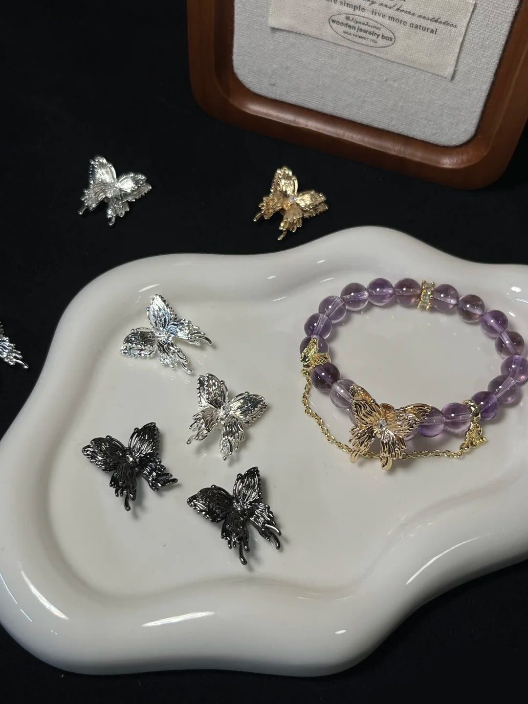 DIY Crystal Bracelet Supplies – Butterfly Spacer Beads with Double Holes(2pcs)