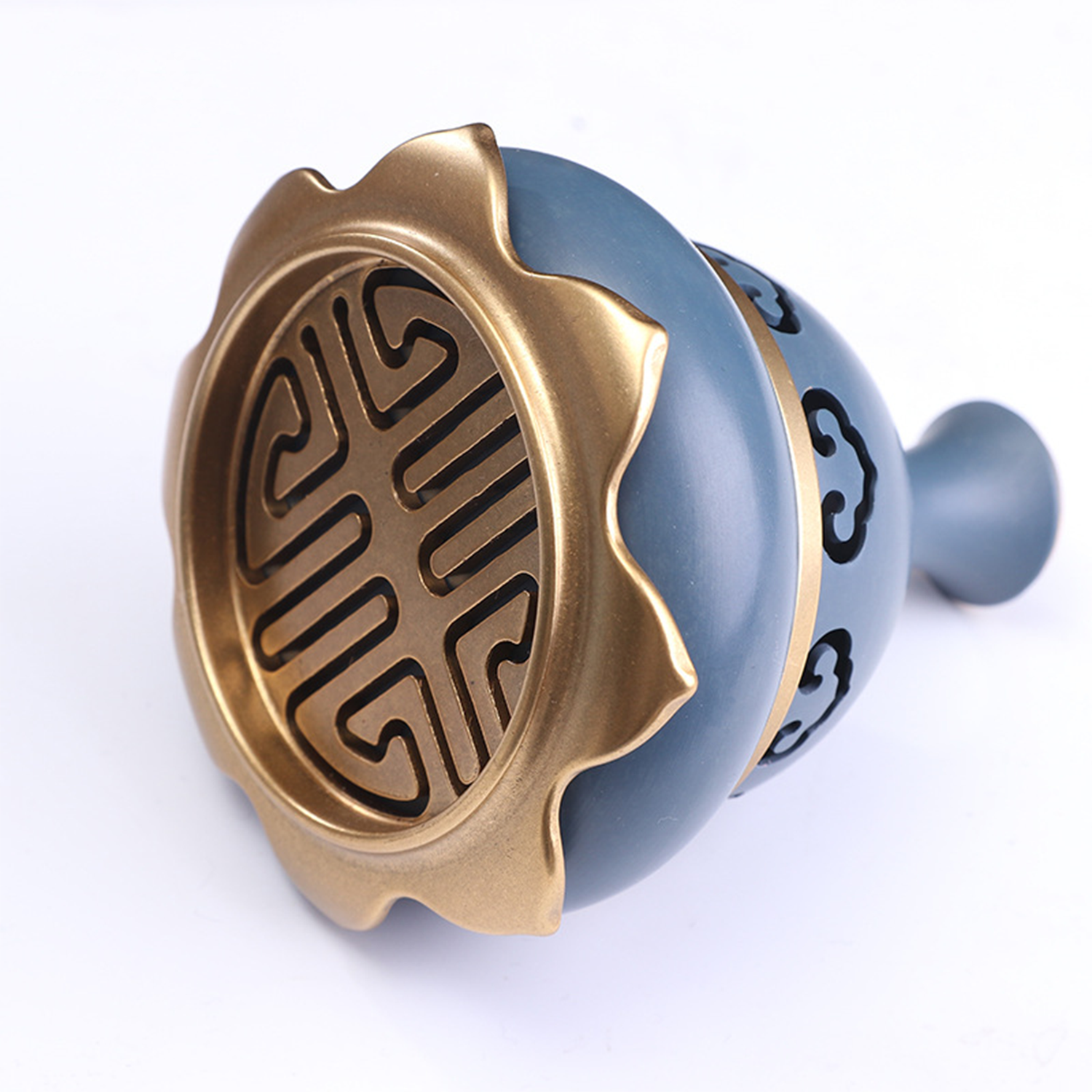 Gourd-Shaped Blue Carving Brass Incense Burner