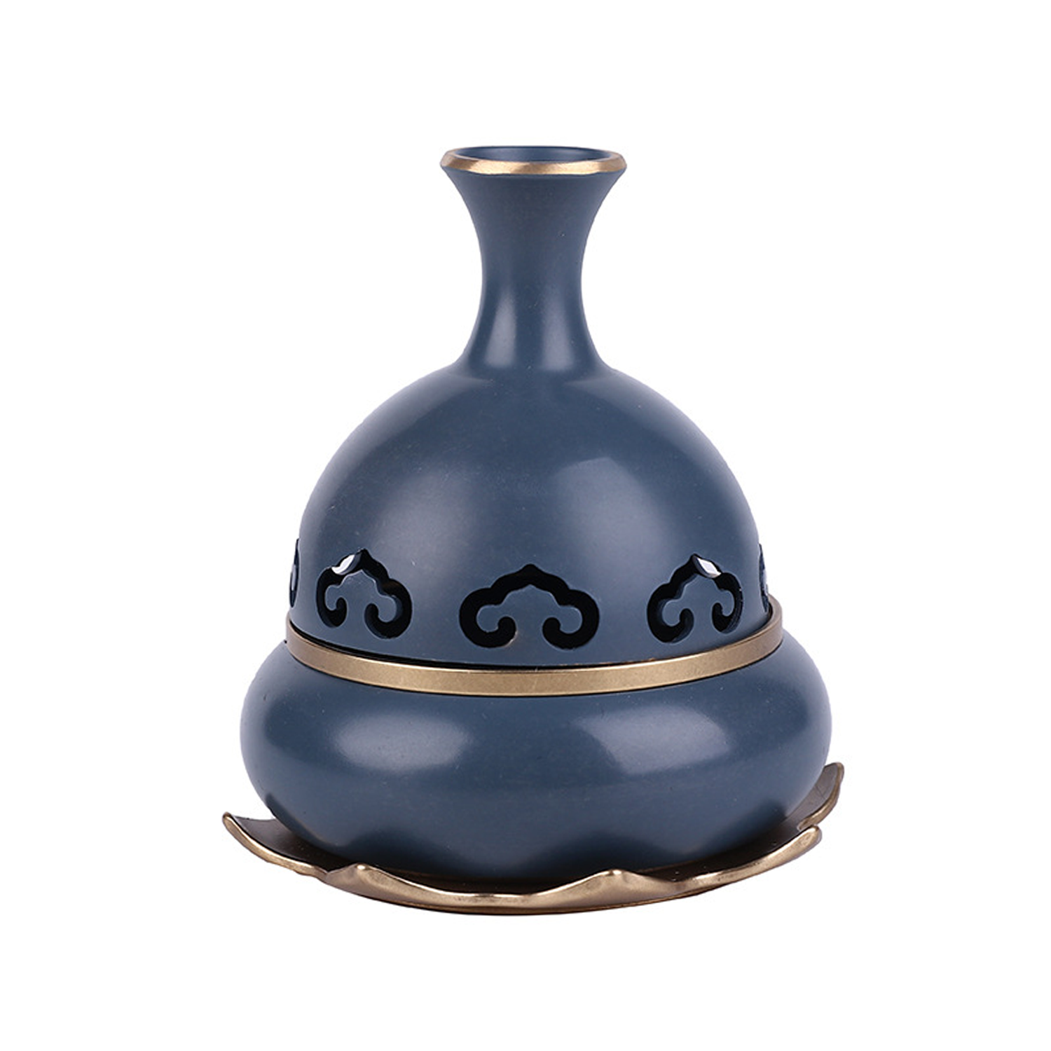 Gourd-Shaped Blue Carving Brass Incense Burner