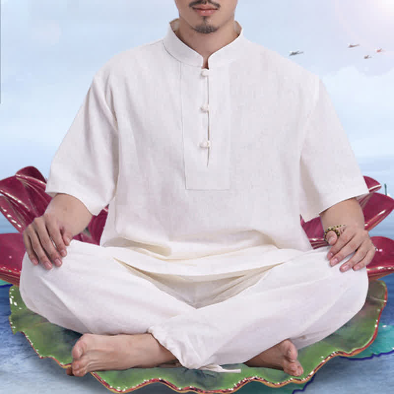 Spiritual  Meditation  Practice Cotton Linen Clothing Men's Set