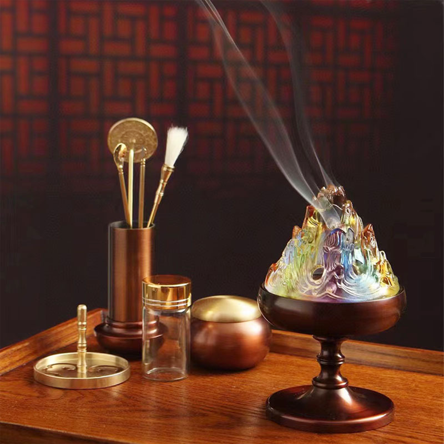 Colorful Glazed Pure Copper BoShan Incense Burner