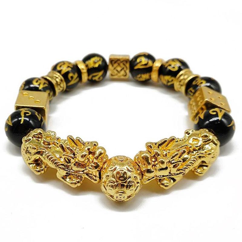 Gold-Plated Double Pixiu Feng Shui Bracelet - Extreme Wealth & Protection