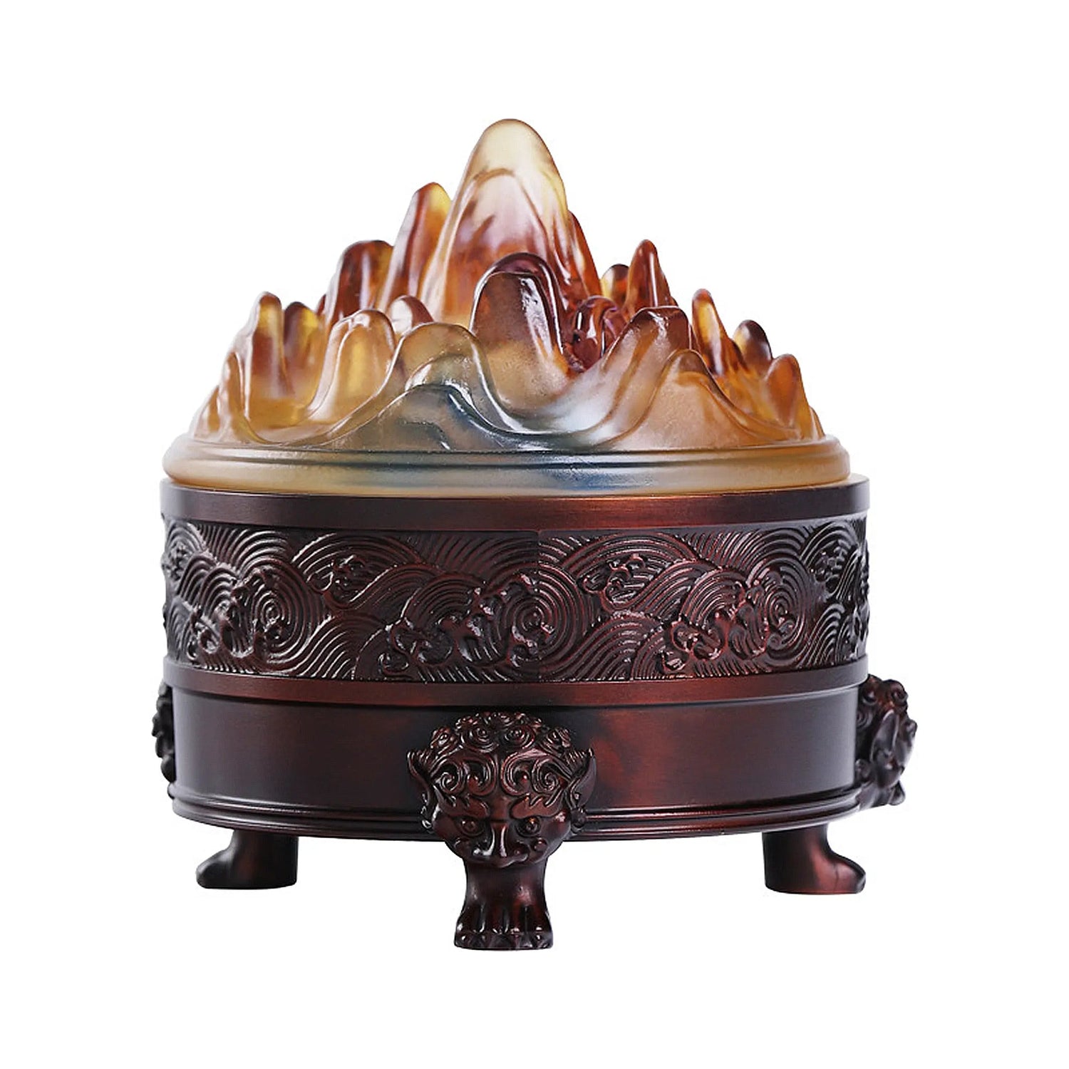 Three-Legged Suanni Brass Glazed Boshan Incense Burner for Deep Meditation