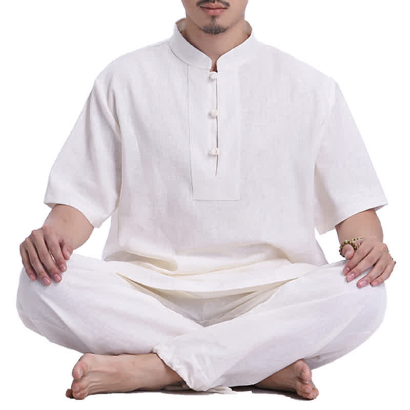 Spiritual  Meditation  Practice Cotton Linen Clothing Men's Set